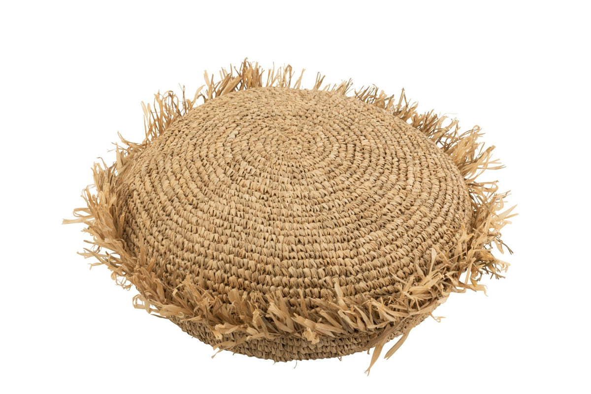 Cushion Round Raffia Natural