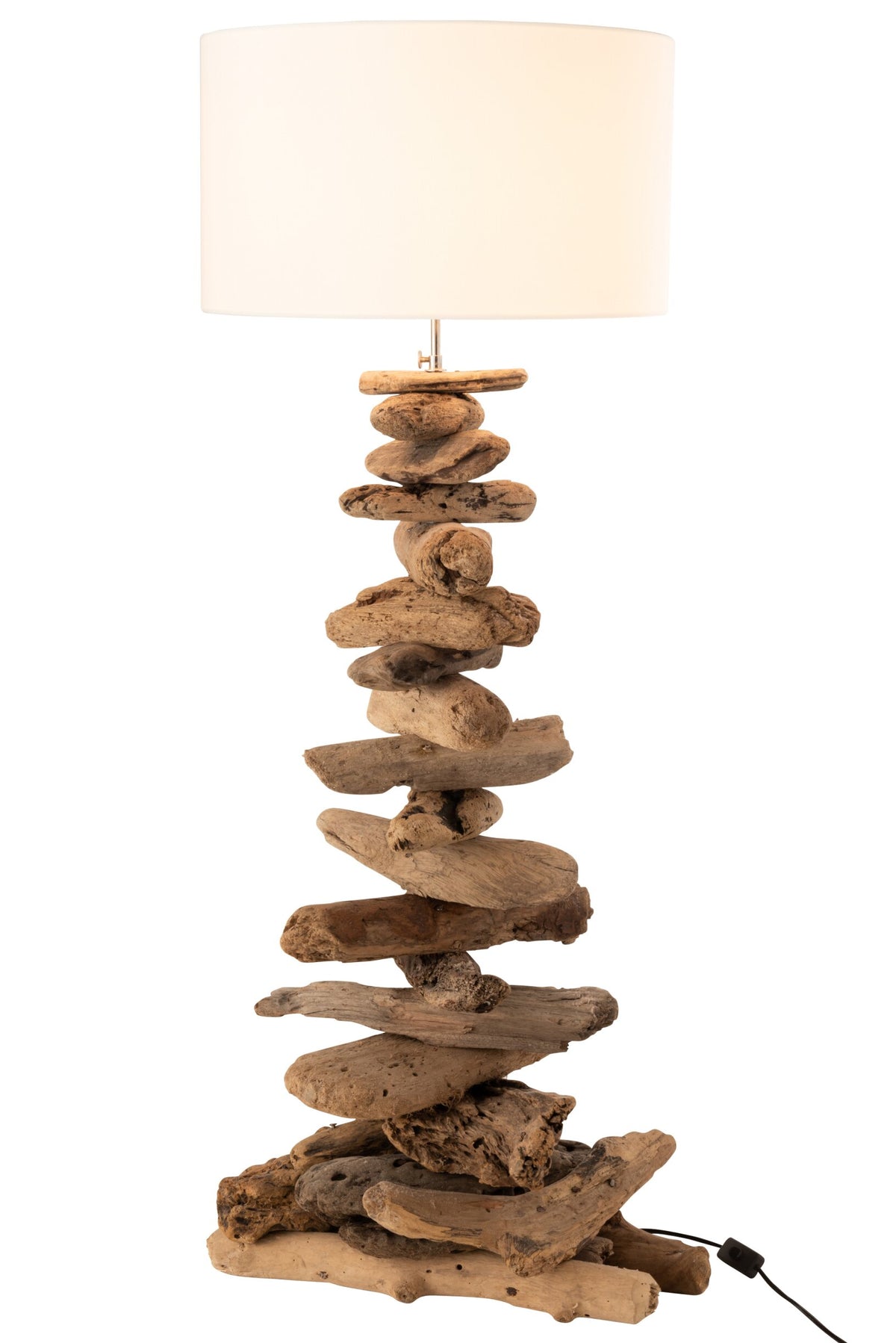 Lamp + kap drijfhout naturel/wit medium