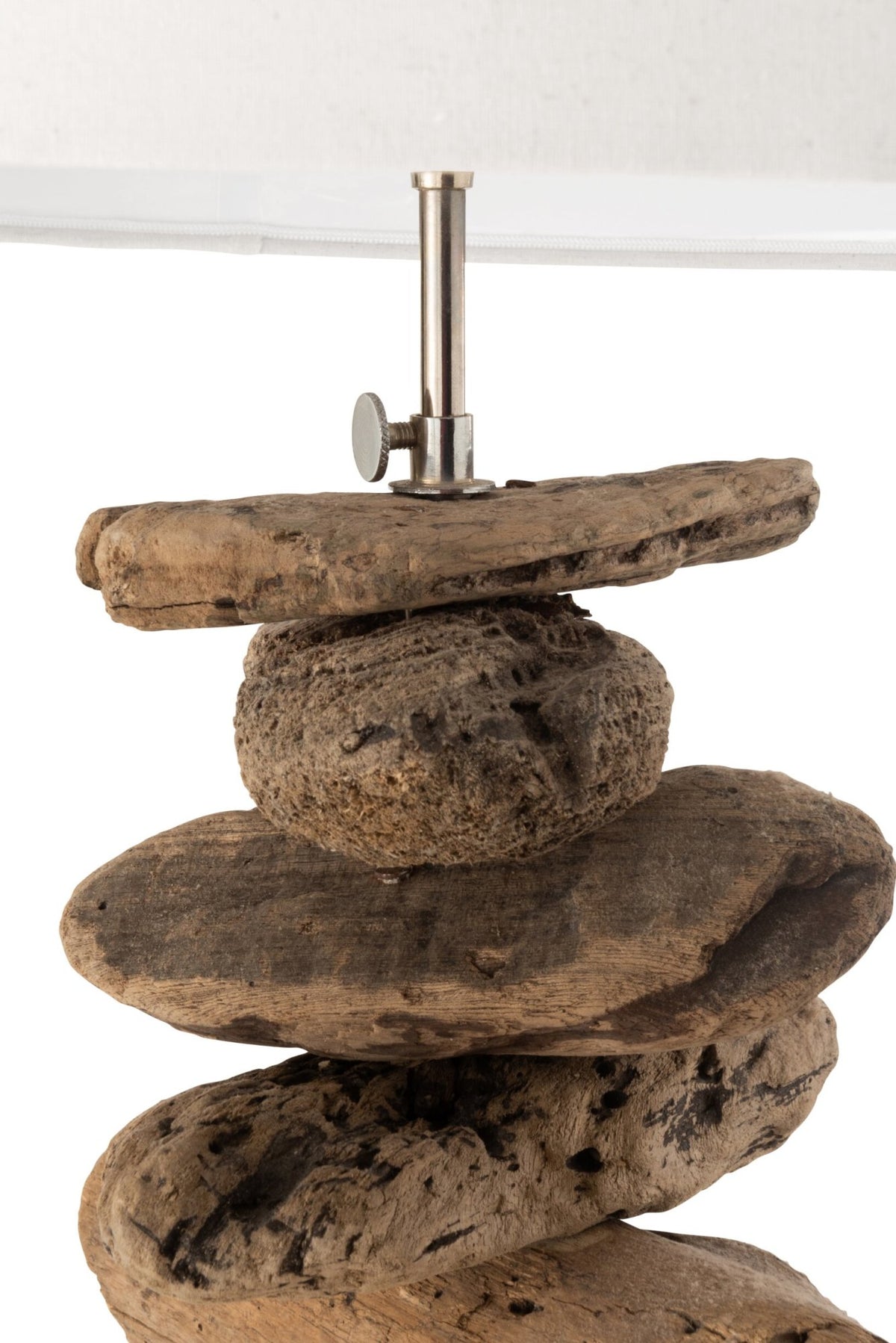 Lamp + kap drijfhout naturel/wit medium
