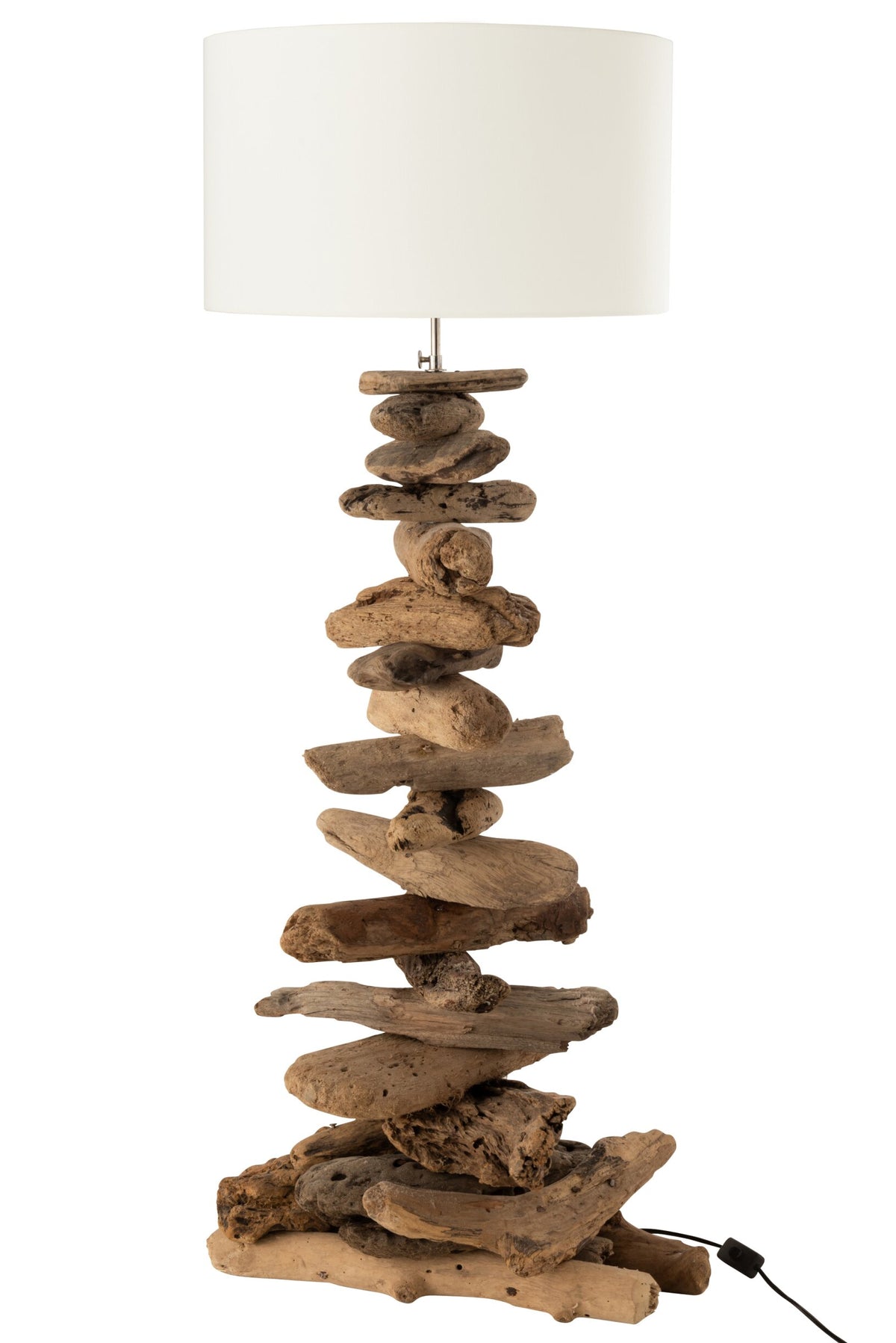 Lamp + kap drijfhout naturel/wit medium