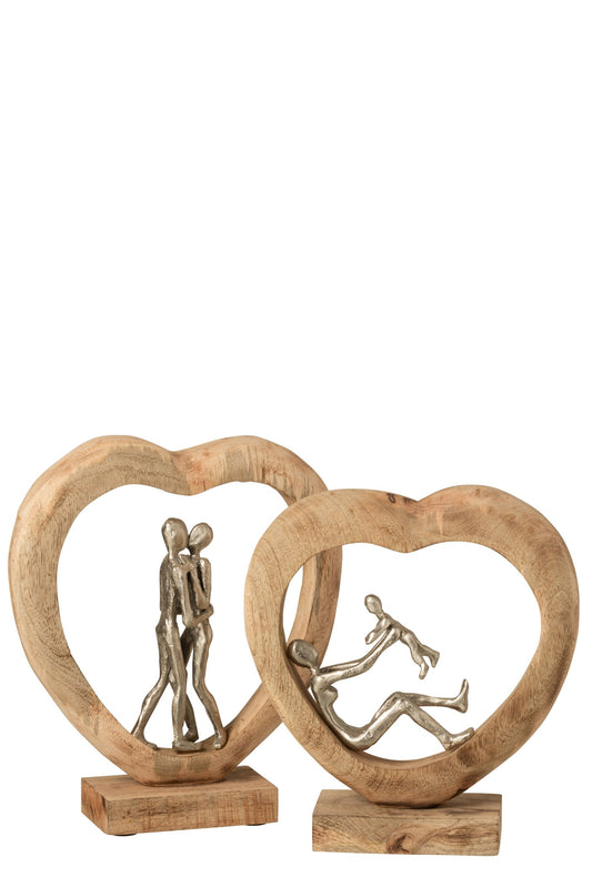 Figure Couple Mango Wood/Aluminium Natural/White