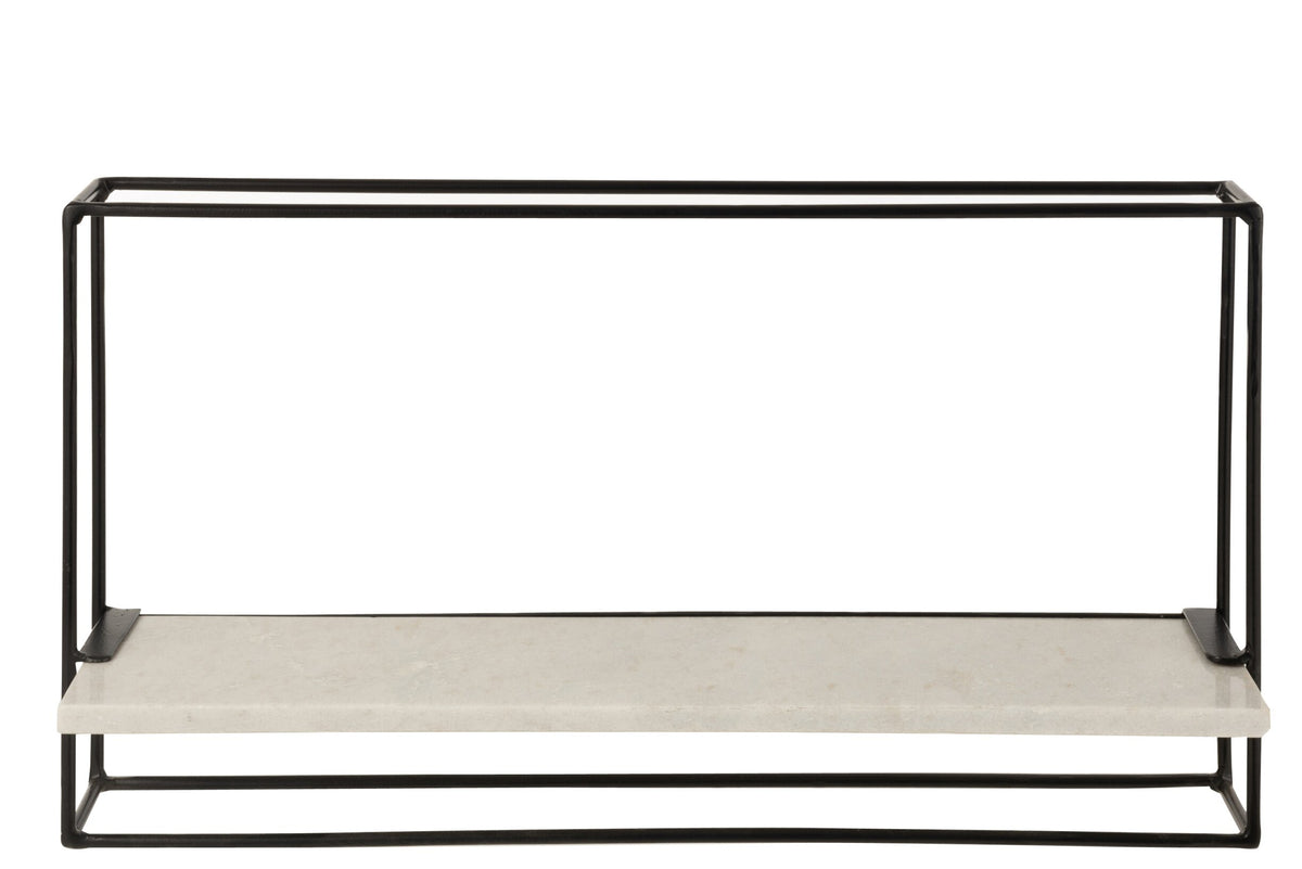 Wall Rack 1plank Iron/Marble Black/White Large