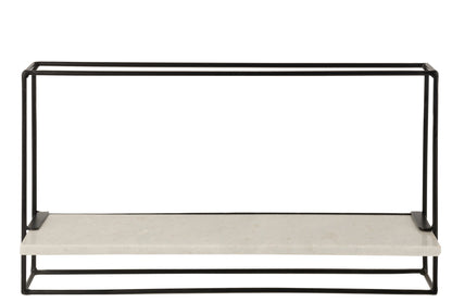 Wall Rack 1plank Iron/Marble Black/White Large
