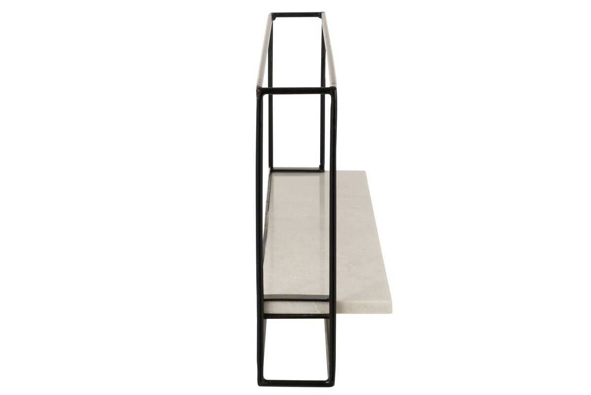 Wall Rack 1plank Iron/Marble Black/White Large