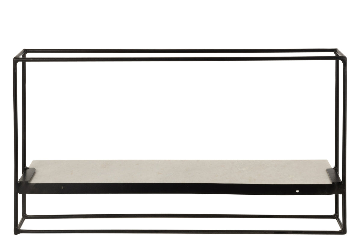 Wall Rack 1plank Iron/Marble Black/White Large