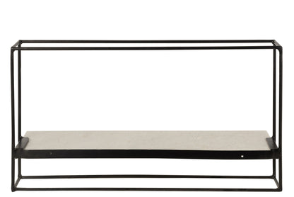 Wall Rack 1plank Iron/Marble Black/White Large