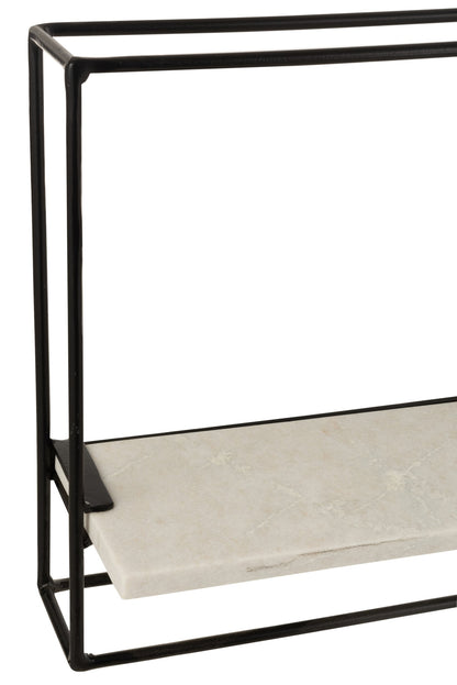Wall Rack 1plank Iron/Marble Black/White Large