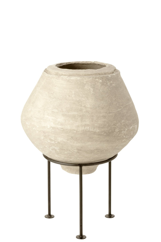Pot On Foot Chad Papier Mache White