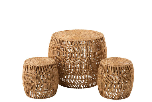 Set Table+ 2stool Maurice Round Water Hyacinth Natural