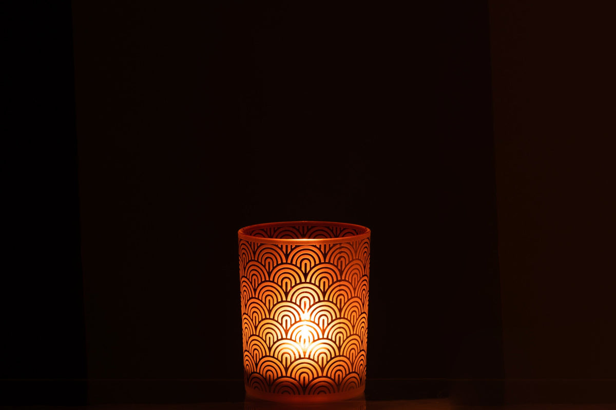 Windlicht Boog Glas Oranje Medium