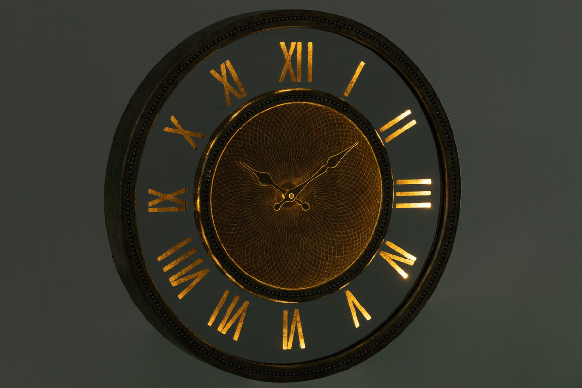 Clock Roman Numerals Mirror MDF Antique Gold Small