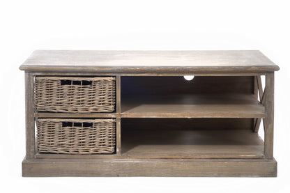 Tv-Cabinet + 2 Basket 2 Shelf Wd Grey W