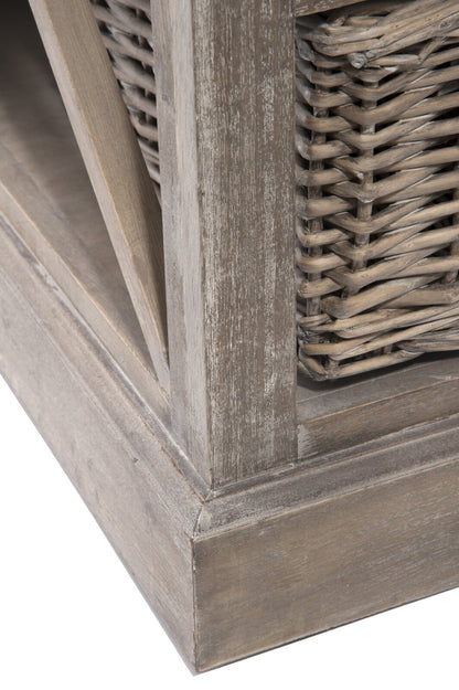 Tv-Cabinet + 2 Basket 2 Shelf Wd Grey W