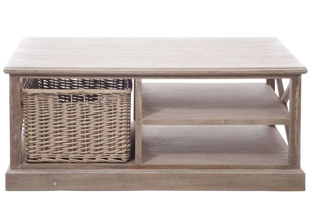 Coffeetable Rh 2 Shelf/Basket Wd Grey W