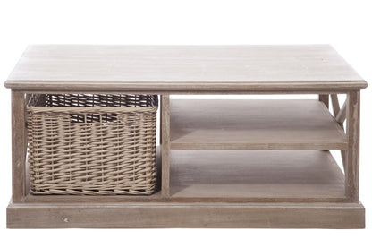 Coffeetable Rh 2 Shelf/Basket Wd Grey W