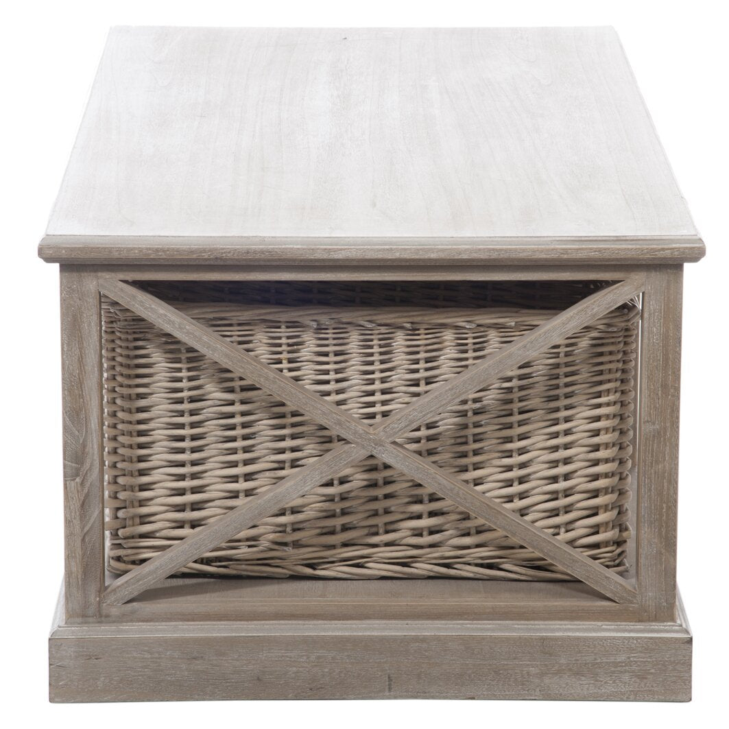 Coffeetable Rh 2 Shelf/Basket Wd Grey W