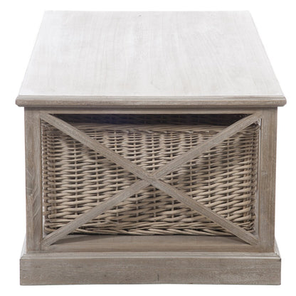 Coffeetable Rh 2 Shelf/Basket Wd Grey W