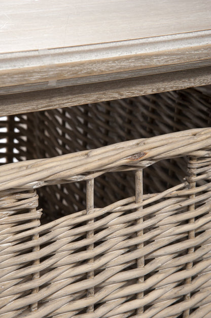 Coffeetable Rh 2 Shelf/Basket Wd Grey W
