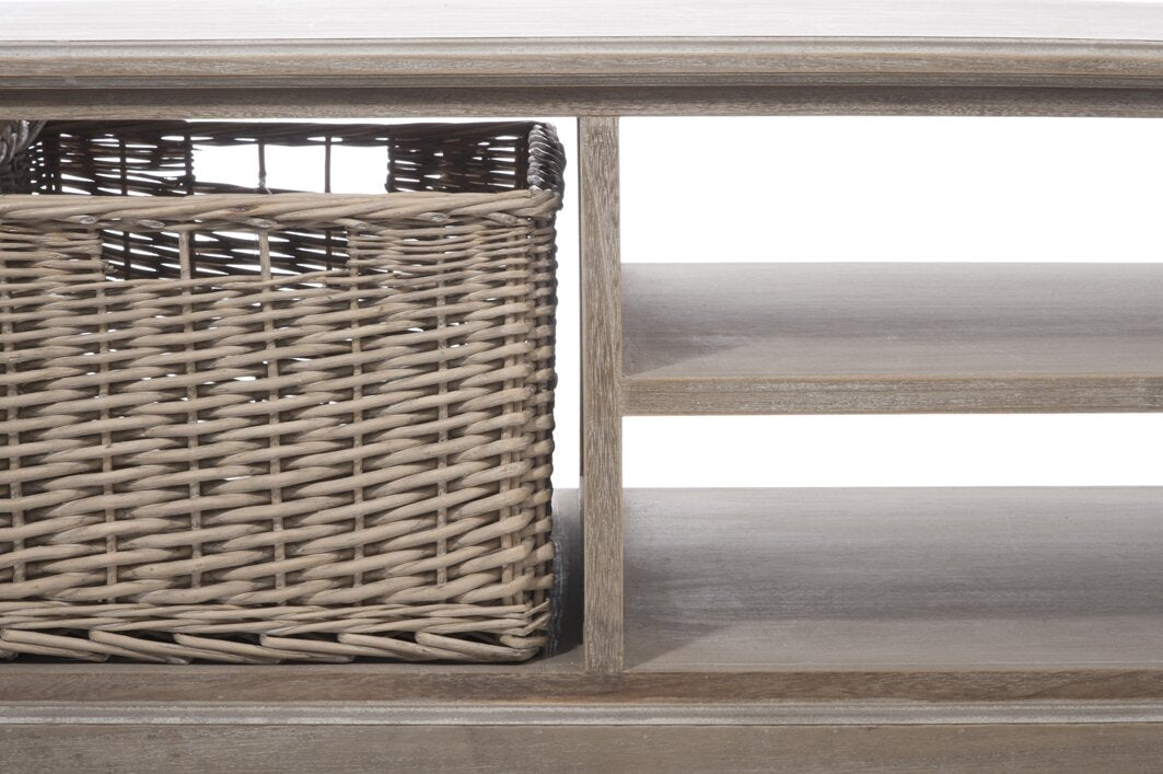 Coffeetable Rh 2 Shelf/Basket Wd Grey W
