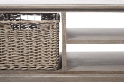 Coffeetable Rh 2 Shelf/Basket Wd Grey W