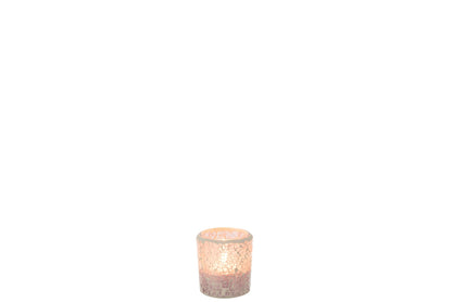 Theelichthouder Mozaiek Recht Glas Roze