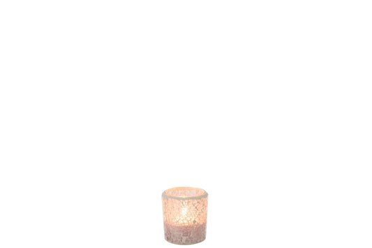 Theelichthouder Mozaiek Recht Glas Roze