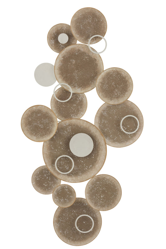 Wall Deco Circles Metal Brown/White