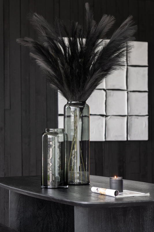 Vase Right Long Glass Grey Small