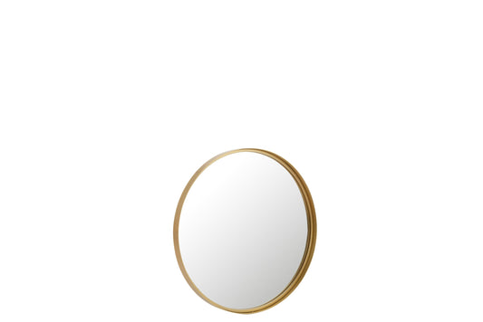 Mirror Round High Border Metal/Glass Gold Small