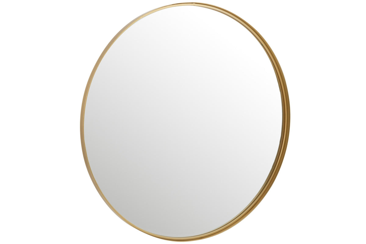Mirror Round High Border Metal/Glass Gold Large