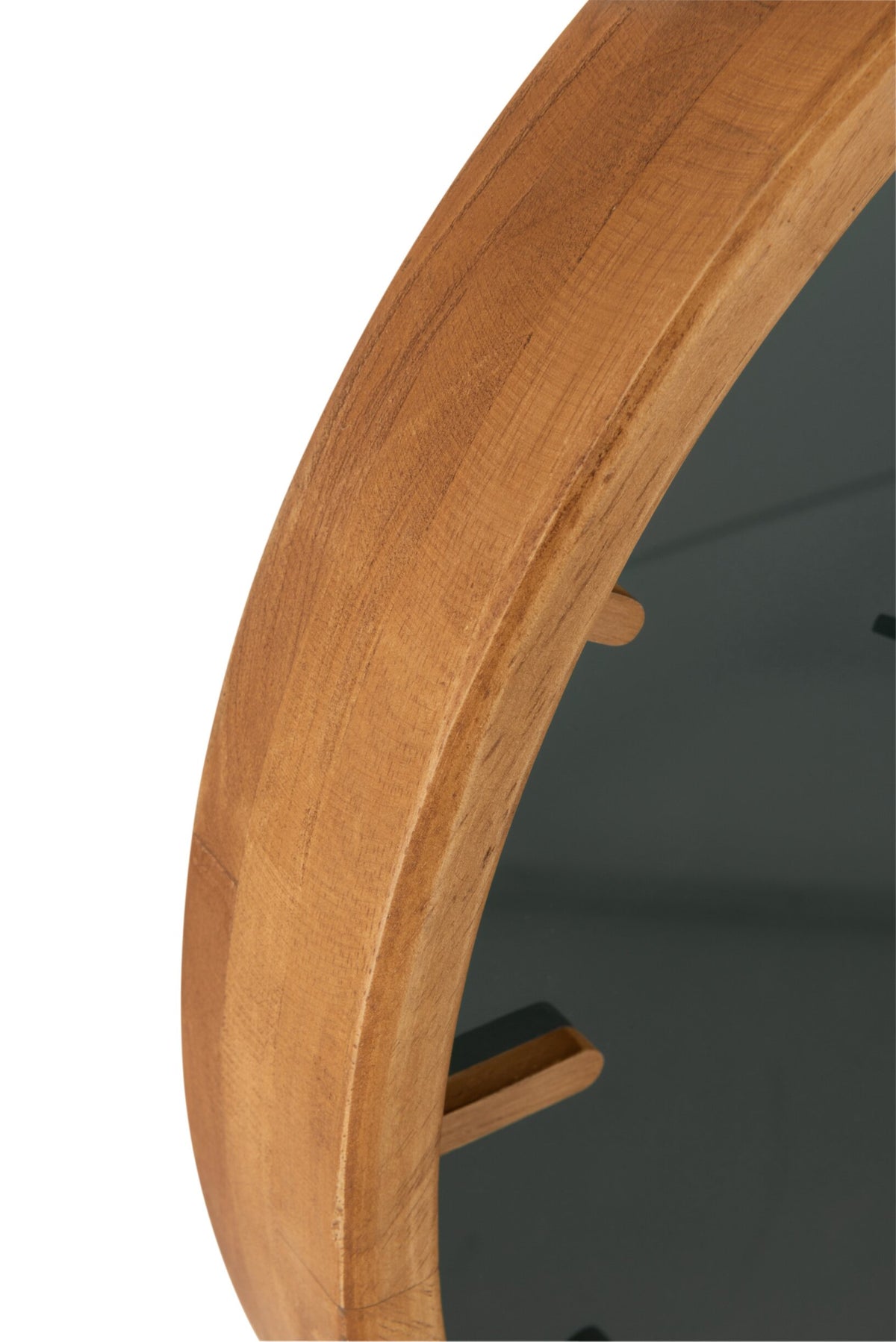 Wall Clock Round Wood/Glass Brown/Black Small