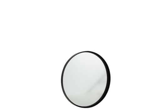 Mirror Round High Border Metal/Glass Black Small