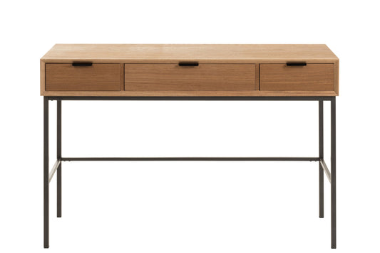 Console 3 Drawers Wood/Metal Natural