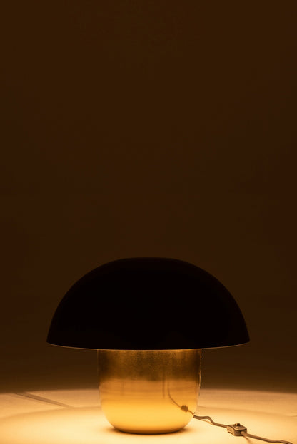 Lamp paddenstoel ijzer zwart/goud klein