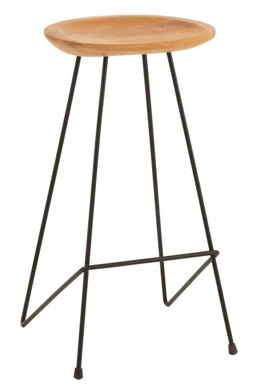 Bar Stool Teak Wood/Iron Natural