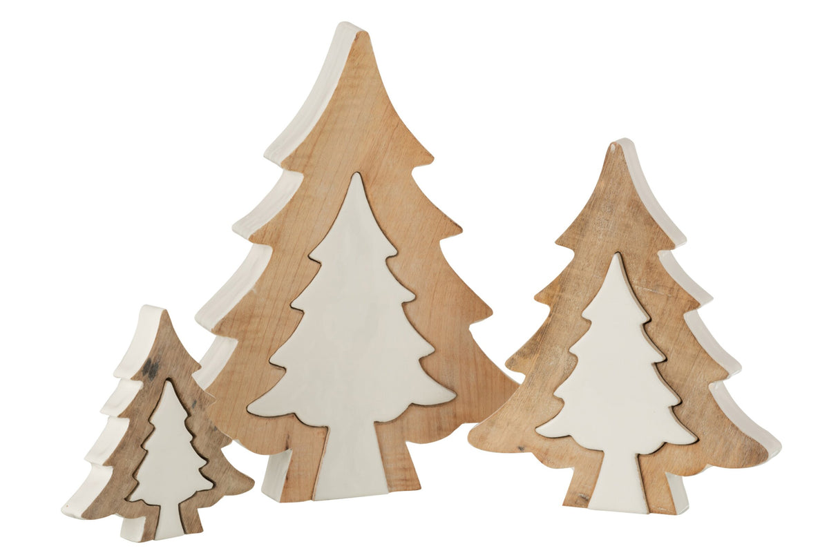 Christmas Tree Puzzle Mango Wood White/White Wash Large