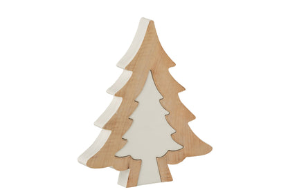 Christmas Tree Puzzle Mango Wood White/White Wash Large