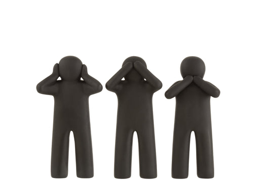 P'tit Maurice See/Hear/Speak No Evil Poly Black Small Assortment Of 3