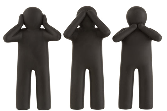 P'tit Maurice See/Hear/Speak No Evil Poly Black Large Assortment Of 3