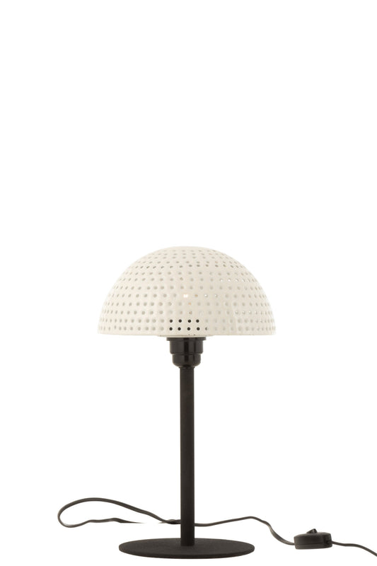 Table lamp mushroom dots metal glossy white/black small