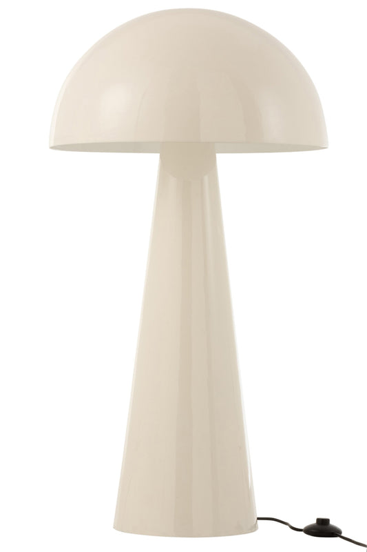 Lamp paddenstoel metaal glanzend wit extra groot