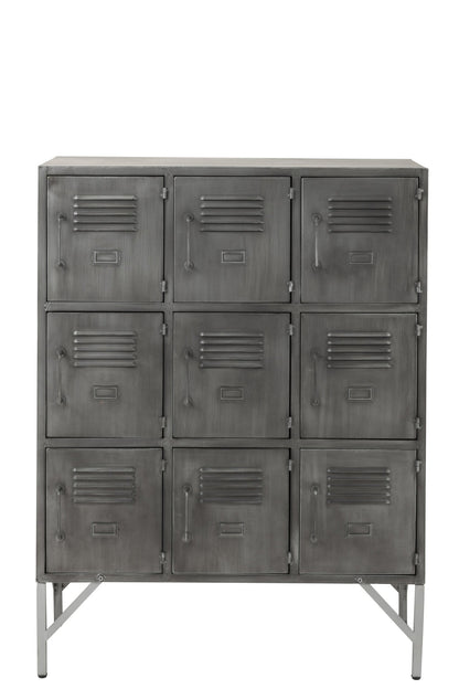 Cupboard 9doors Metal Silver