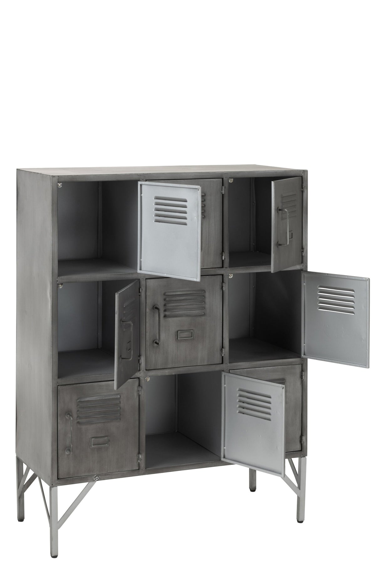 Cupboard 9doors Metal Silver