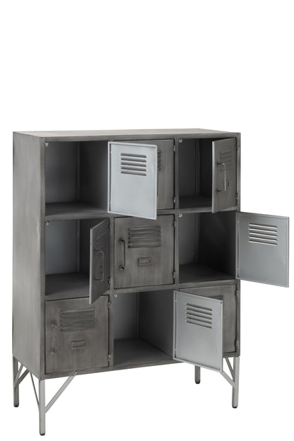 Cupboard 9doors Metal Silver