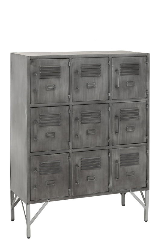 Cupboard 9doors Metal Silver
