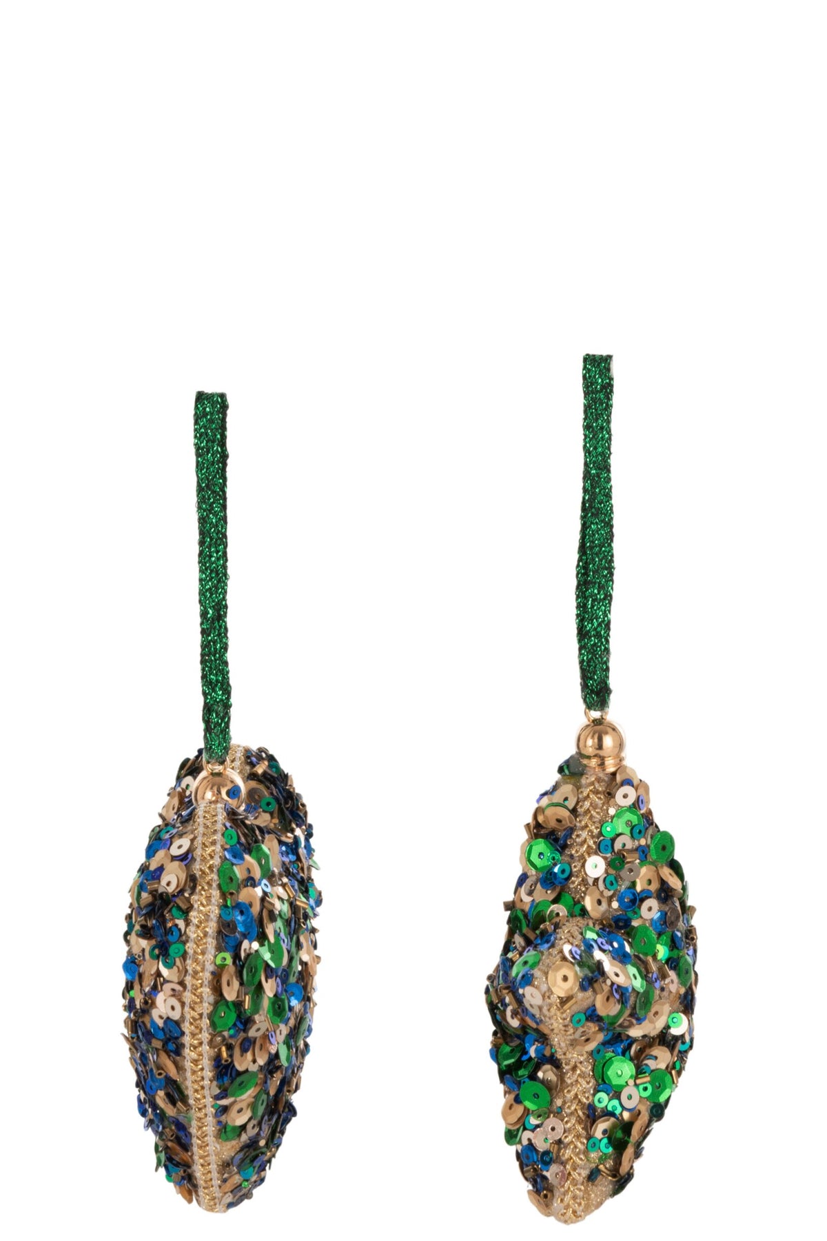 Hanger Heart/Star Sequins Green Blue/Gold Assortment Of 2