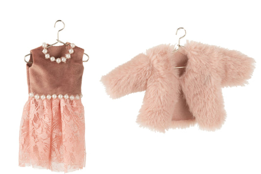 Hanger Mini Coat/Dresses Textile Antique/Light Pink Assortment Of 2