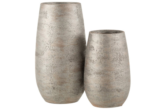 Vase Irregular Rough Ceramic Silver Large