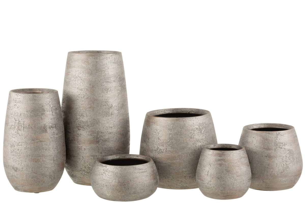 Vase Irregular Rough Ceramic Silver Large