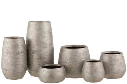 Vase Irregular Rough Ceramic Silver Large